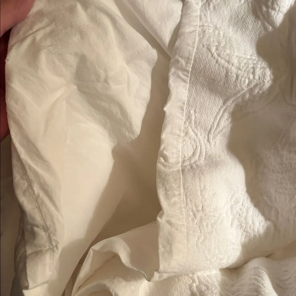 Land's End Matelasse floral Heavy Cotton Duvet Cover button tie White King Size